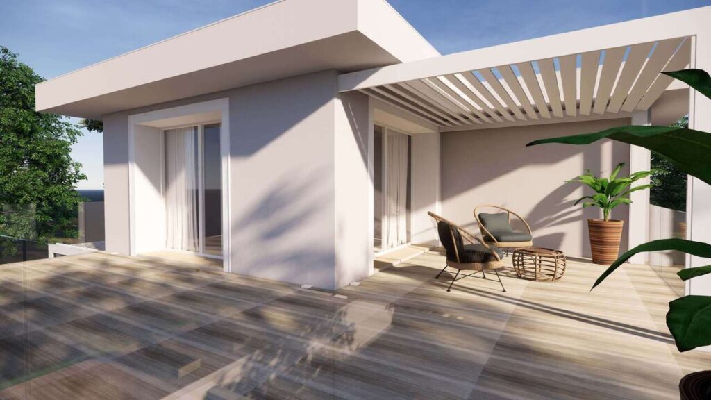 Elegant villa with swimming pool under construction