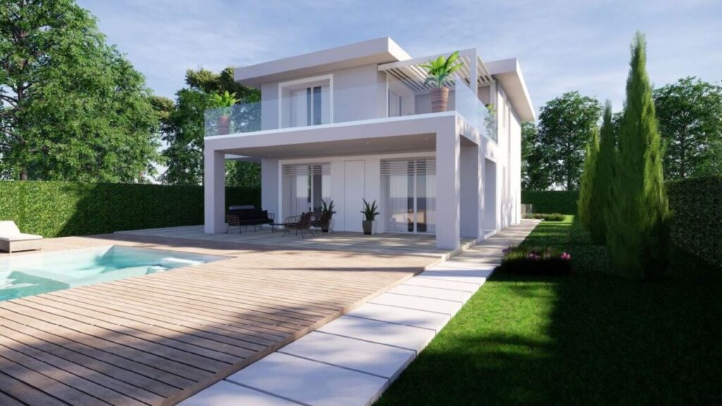 Elegant villa with swimming pool under construction